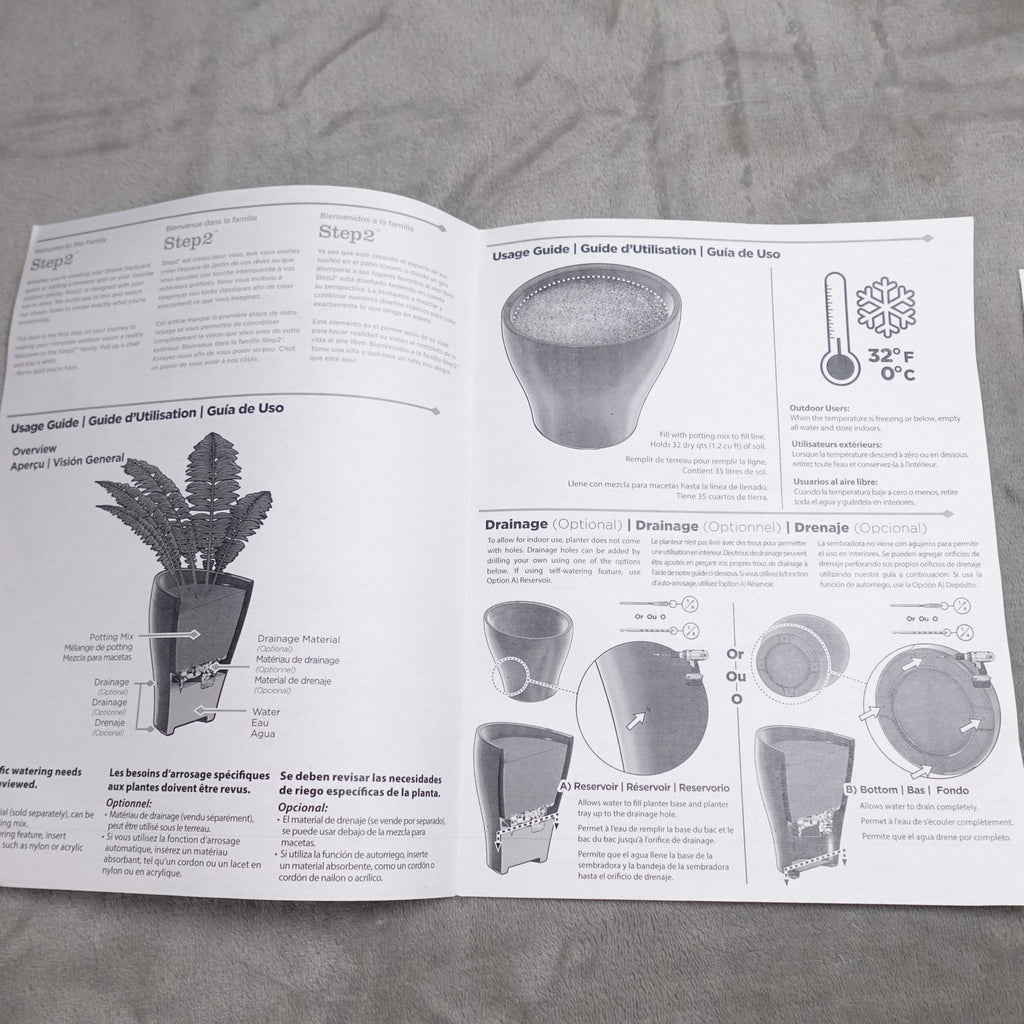 Step2 Fernway Planter Outdoor Resin Flower Pot Stone Gray NEW
