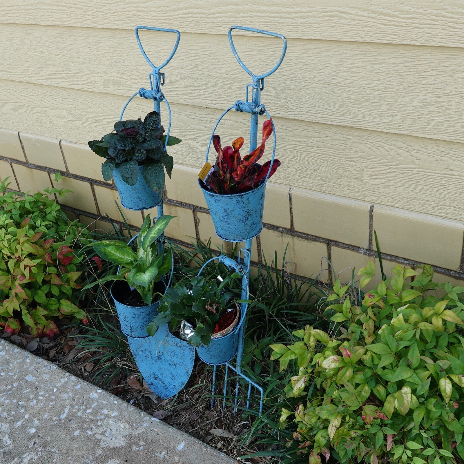 Plow & Hearth Set of 2 Garden Tool Wall/Yard Art with Bucket Planters