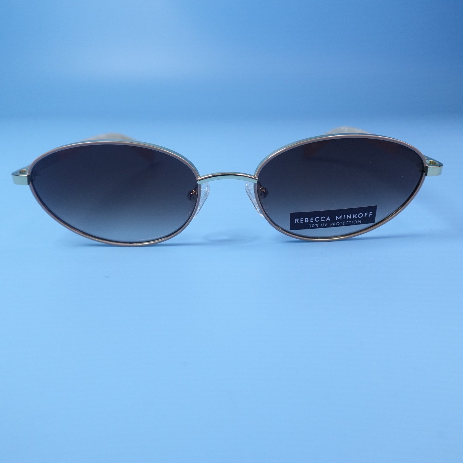 Rebecca Minkoff Sunglasses Evangelyne Gold Frame & Pearl Arms 100% UV Protection