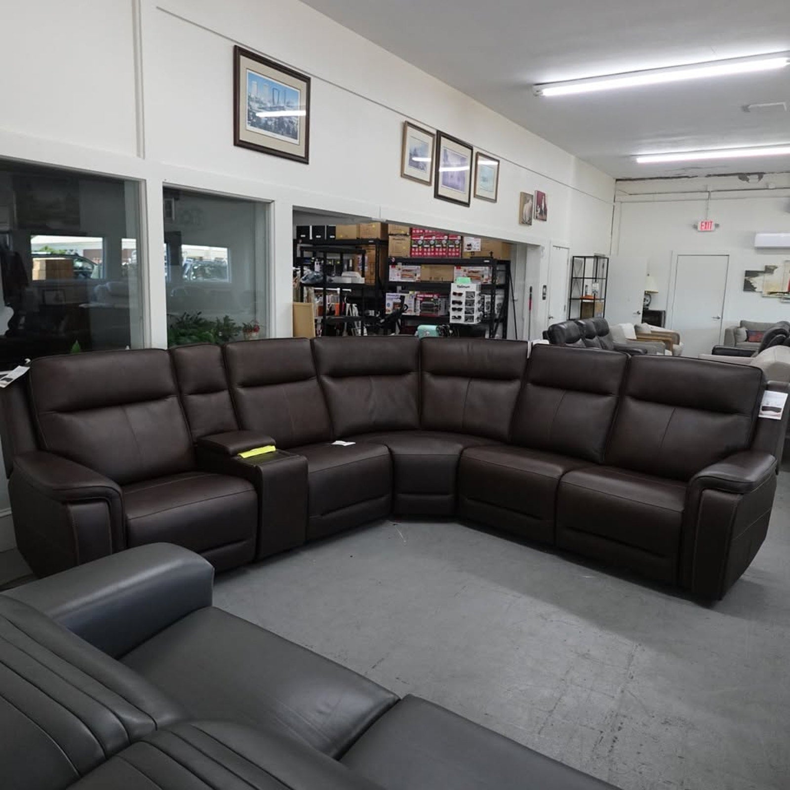 Flexsteel Griffin Italian Leather Zero Gravity Reclining Sectional with Power Headrests