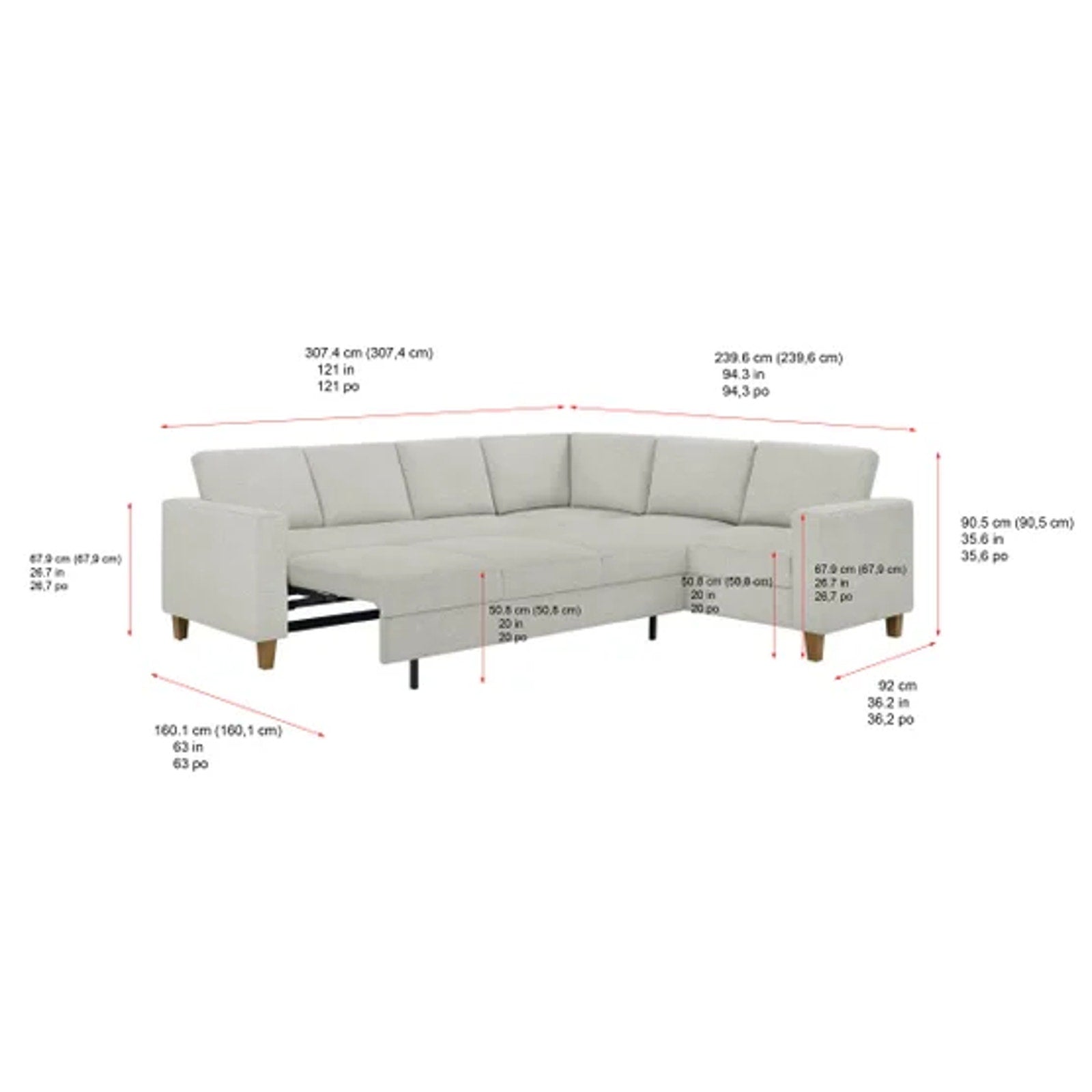 Thomasville Dillard Fabric Convertible Sleeper Sectional