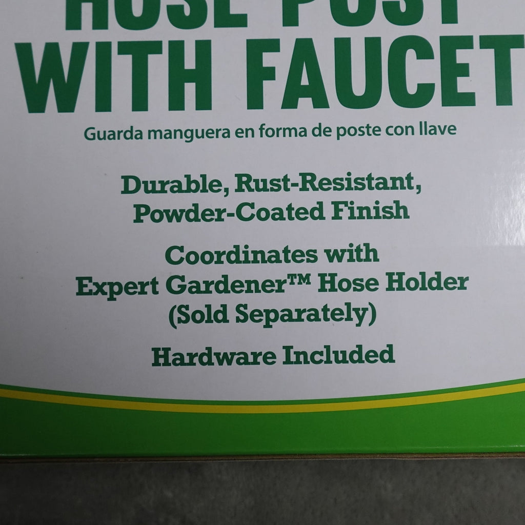 Expert Gardener Matte Black Metal Hose Post With Faucet for Watering & Garden NEW