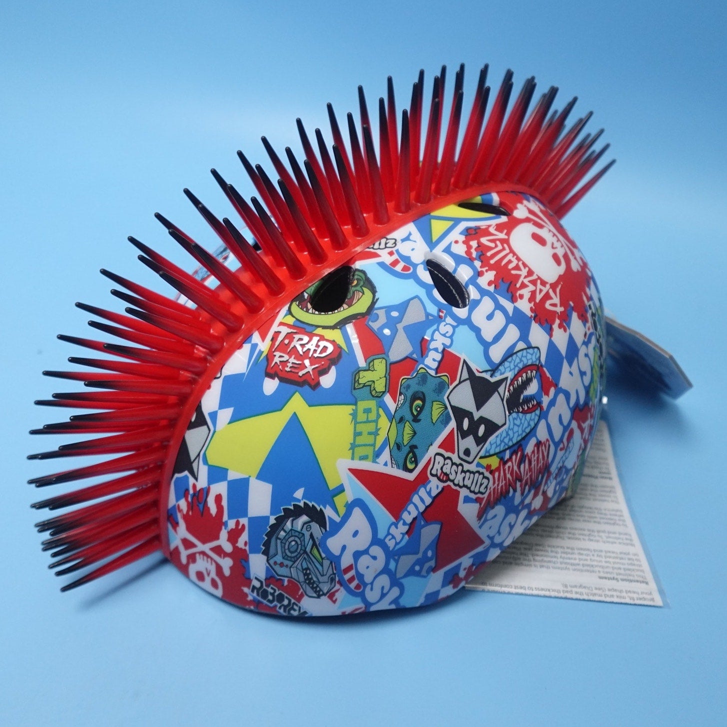Raskullz Sticker Bomb Child Snow Helmet with Mohawk Youth Size Small 50-54 CM