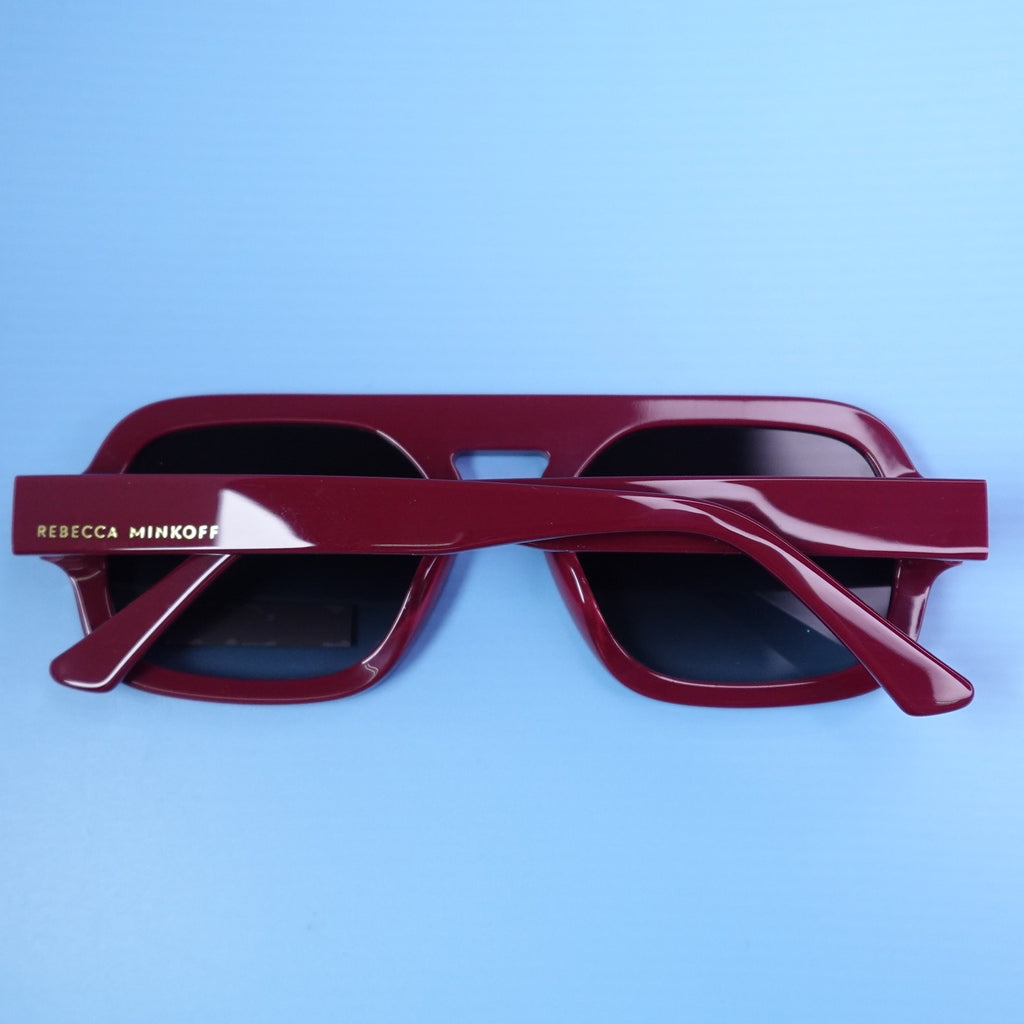 Rebecca Minkoff Rhiannon Cranberry Red Square Sunglasses 100% UV Protection
