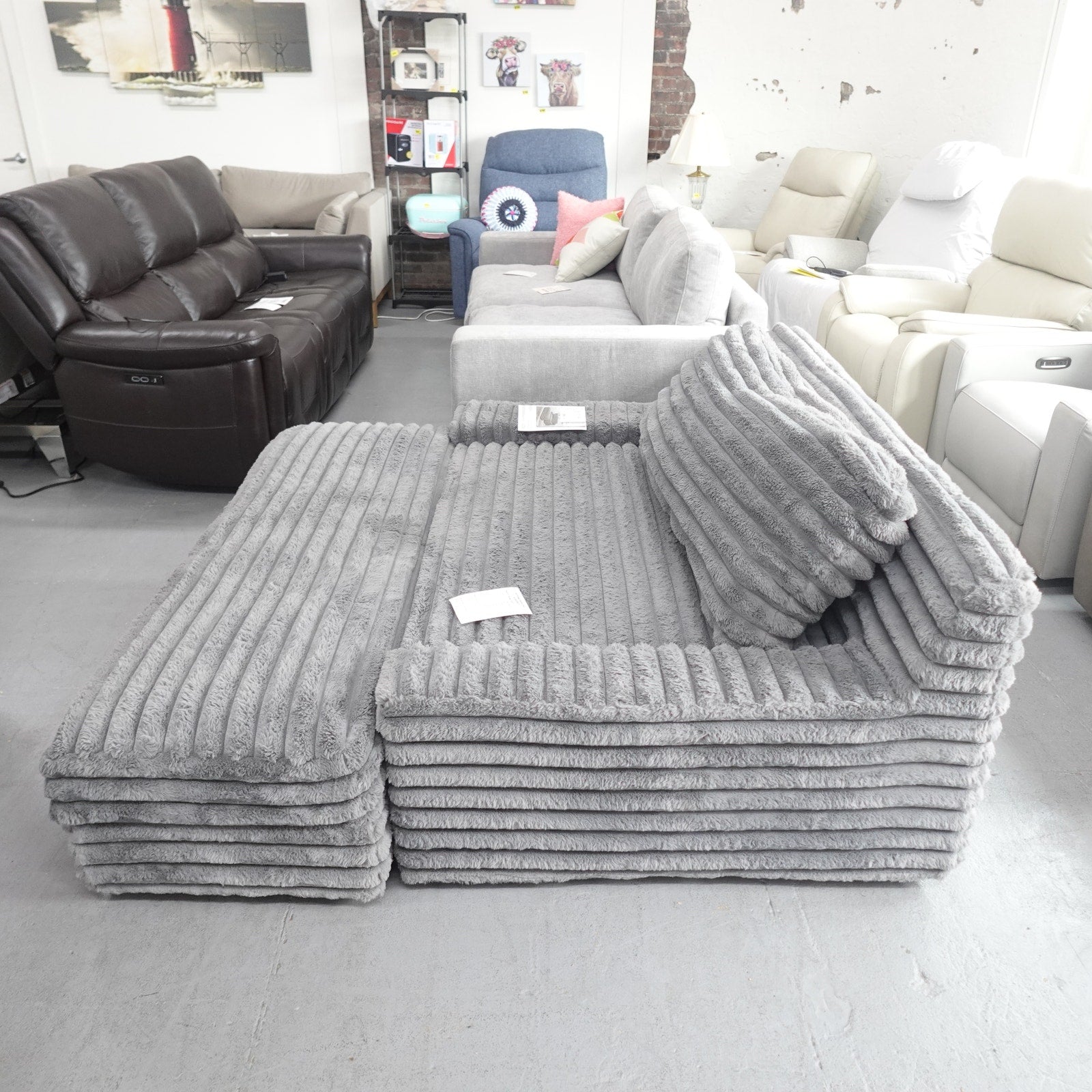 Thomasville Wills Fabric Oversize Chair and Storage Ottoman - Dark Gray