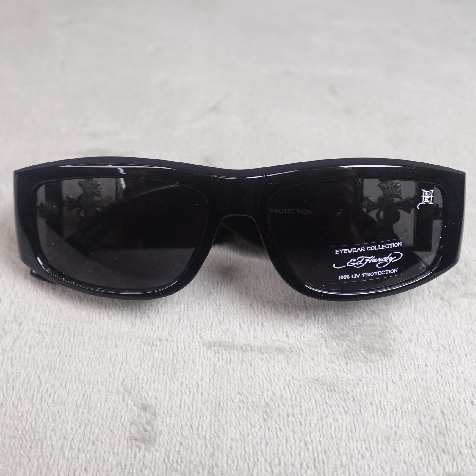 Ed Hardy Ed Trinity Sunglasses Black Shield UV400 NEW
