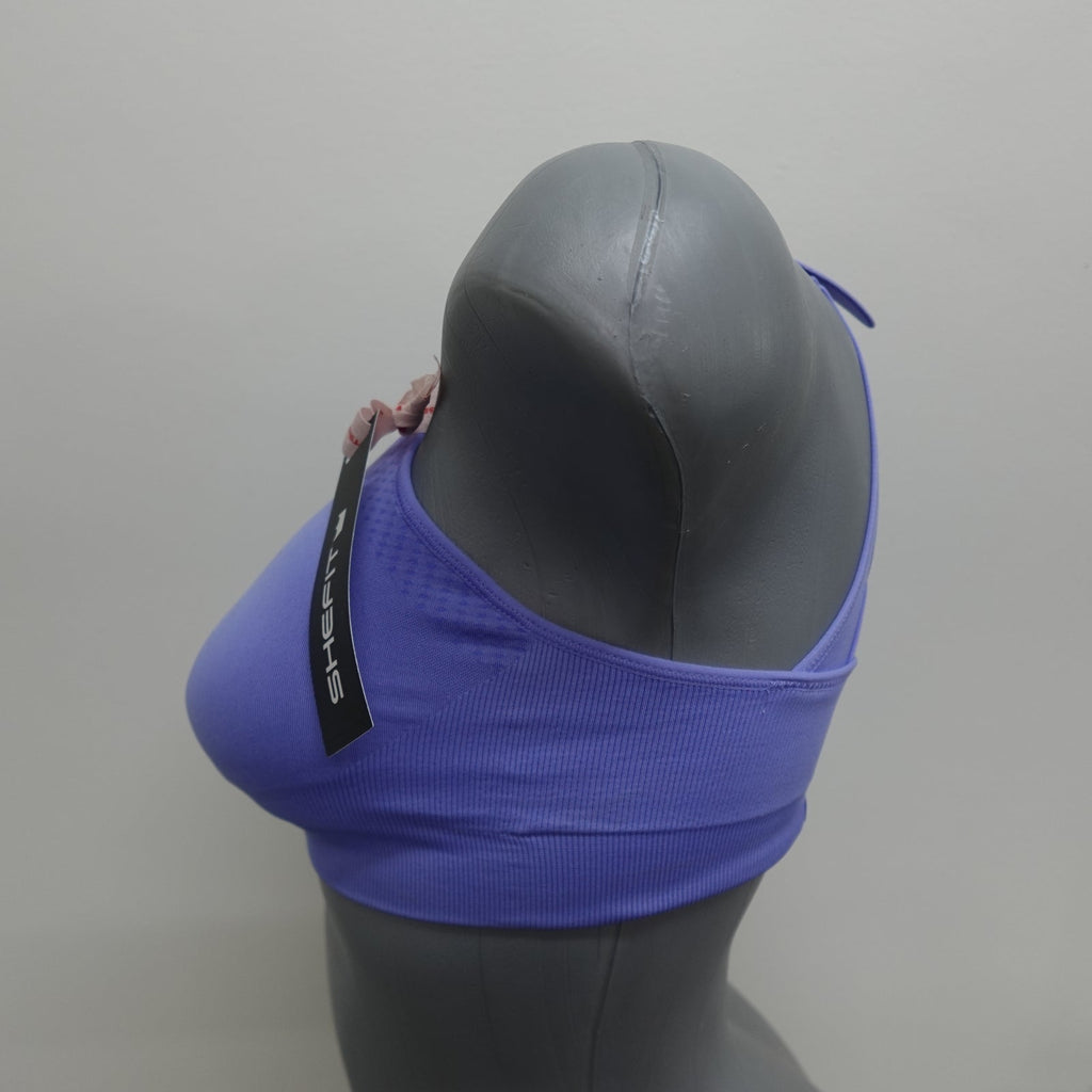 NWT SHEFIT 2Luxe Adjustable Sports Bra, Zip Front Low Impact No Wire Periwinkle