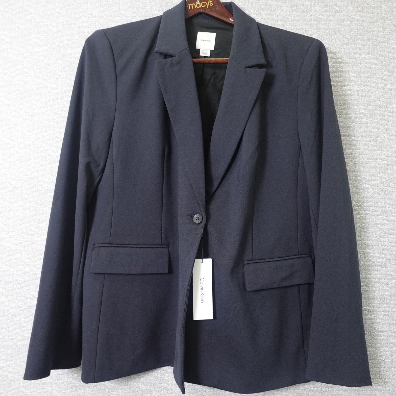 Calvin Klein Womens Ponte Blazer Charcoal - 2XL