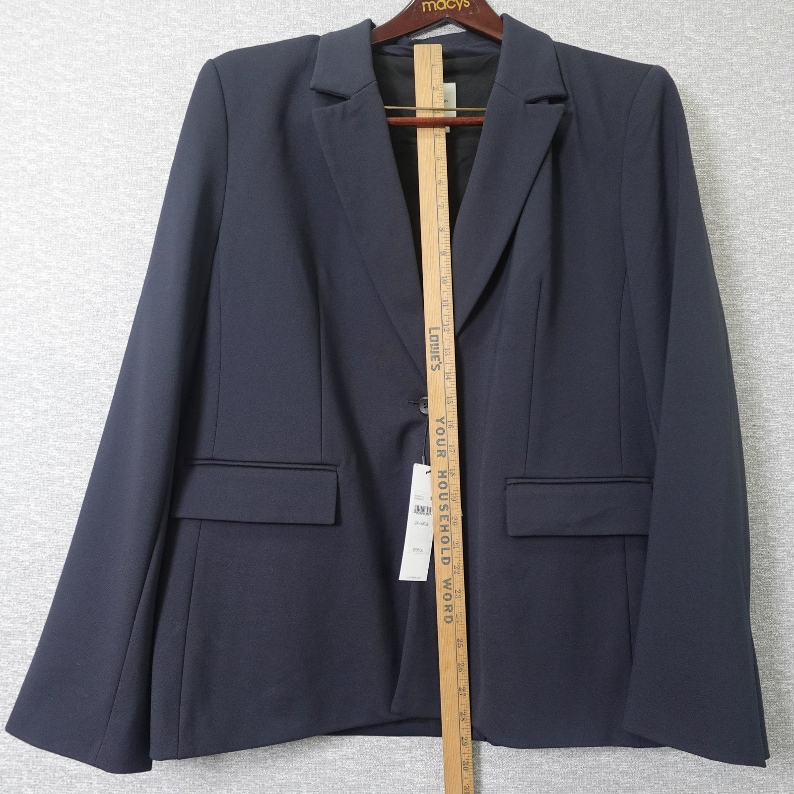 Calvin Klein Womens Ponte Blazer Charcoal - 2XL