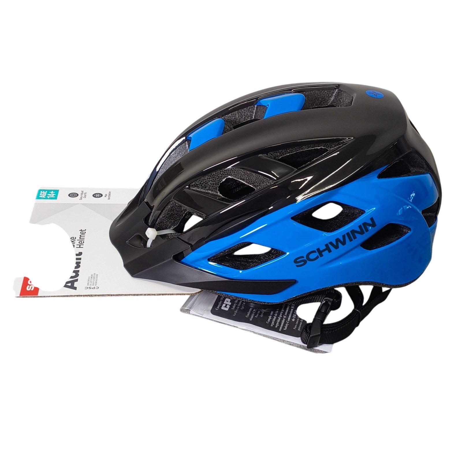 Schwinn Dash Adults Vented Bike Cycling Skate Helmet Black Blue Adjustable 14+