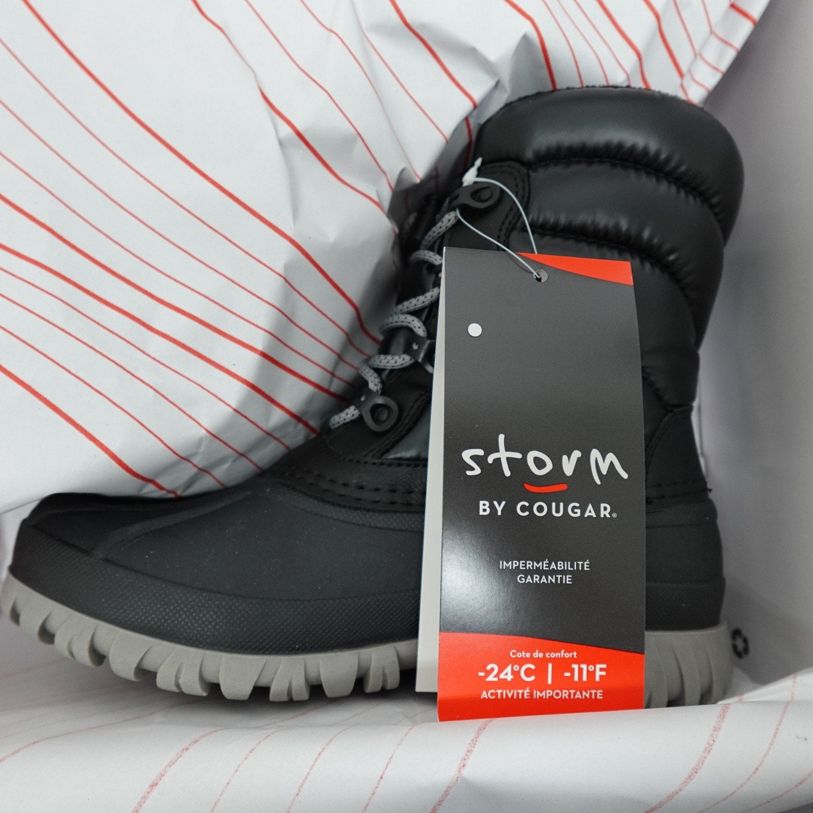 Storm by Cougar Size 6 Wide Cardiff WN-Q Black Waterproof Insulated Winter Boots