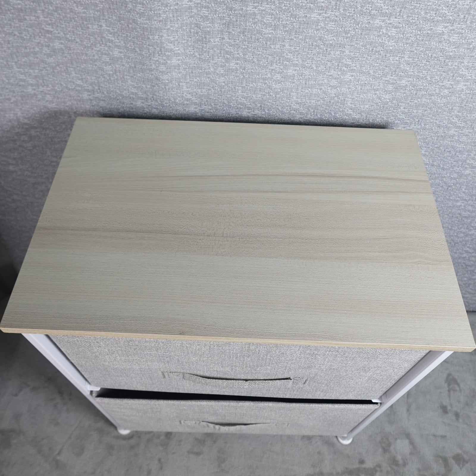 2 Drawer Fabric Dresser Storage Organizer Nightstand Wood Top mDesign NEW