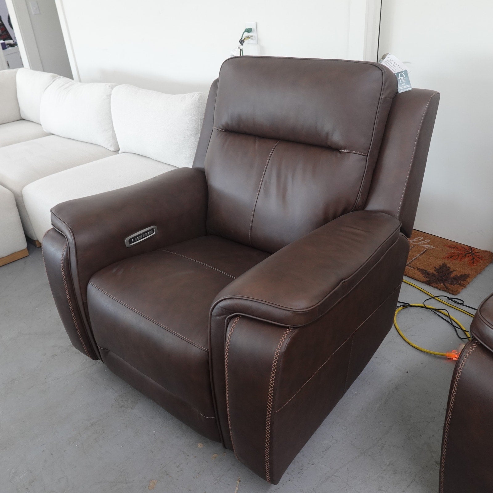 Flexsteel Griffin Italian Leather Power Recliner with Power Headrest and Lumbar