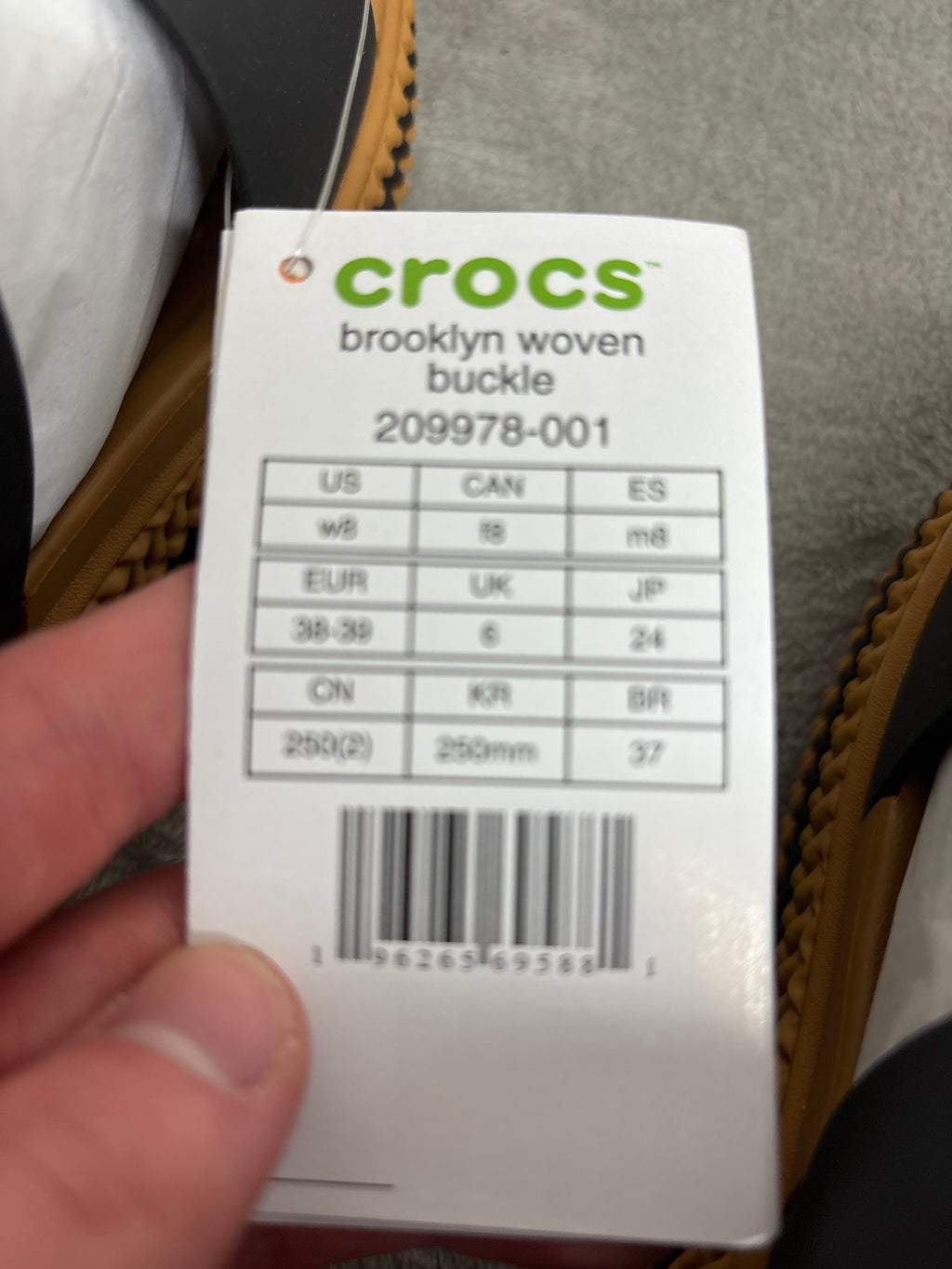 Crocs Brooklyn Woven Buckle Size 8 Black Women's Slide Sandals