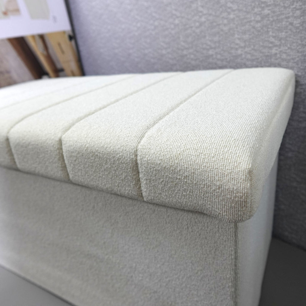Seville Classics Boucle Foldable Trunk Ottoman - White