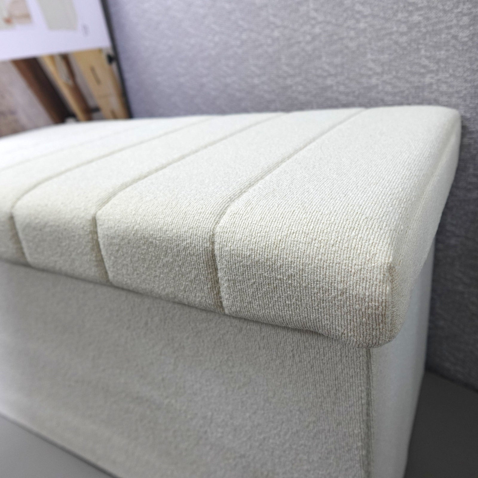 Seville Classics Boucle Foldable Trunk Ottoman - White