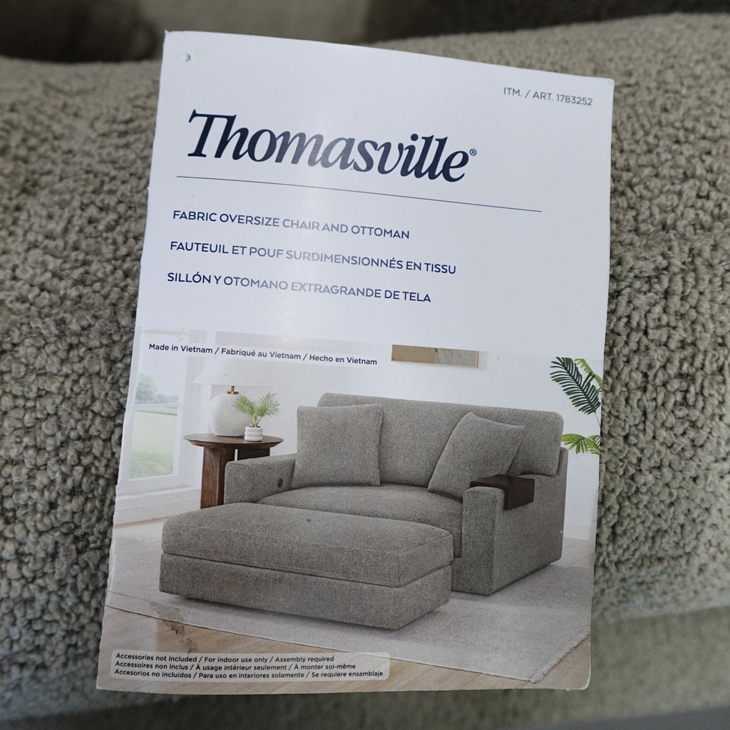 Thomasville Gilroy Fabric Oversized Storage Chair and Ottoman Lounge Chair Set
