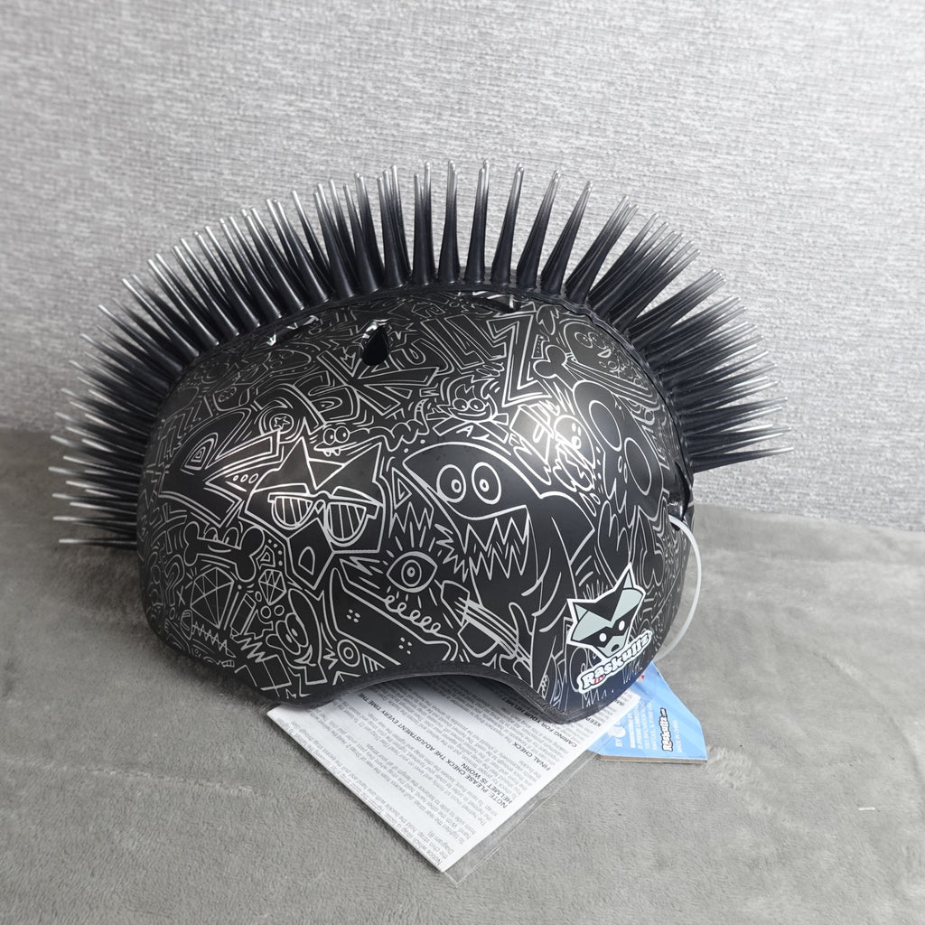 Raskullz Doodle Mohawk Bike Helmet in Black Adjustable