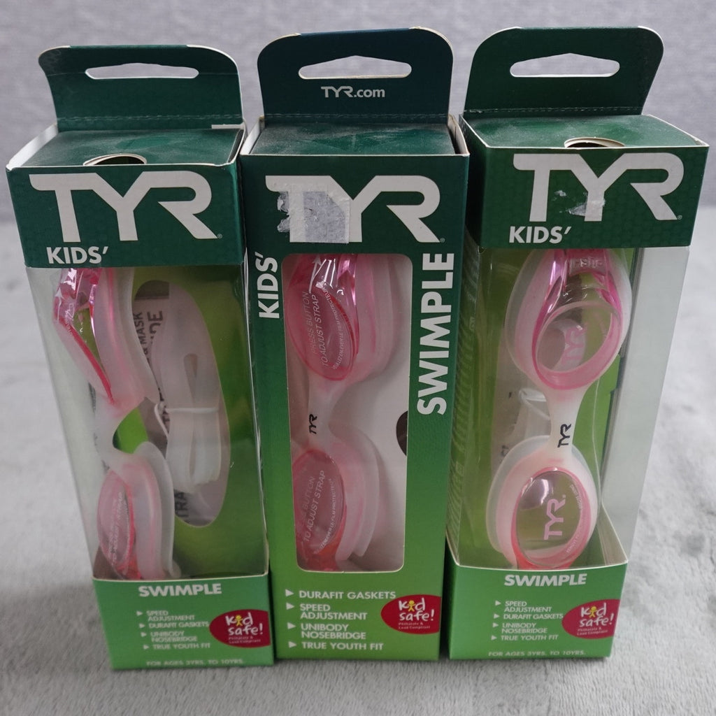 Lot of 3 TYR Swimple Kids Swim Goggles Rose Pink Youth Swimming New