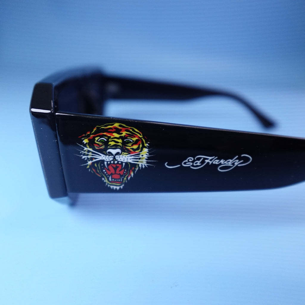 Ed Hardy El Tigre BK Sunglasses Black Rectangular UV Protection