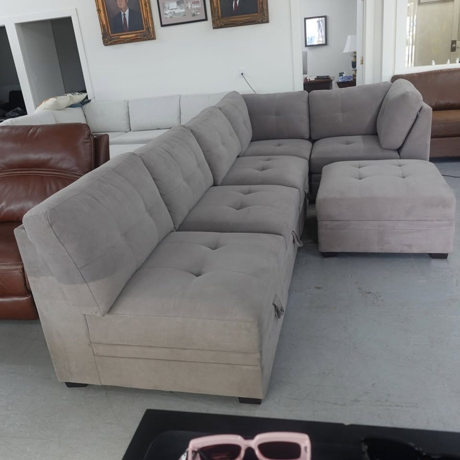 Vaughnn 6-piece Fabric Modular Sectional with Storage Gray