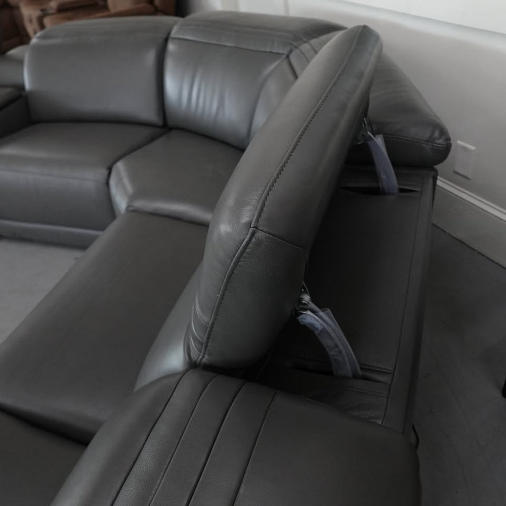 Karson Leather Power Reclining Sectional with Power Headrests