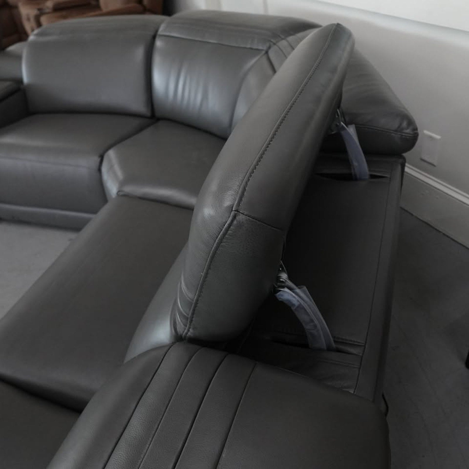 Karson Leather Power Reclining Sectional with Power Headrests