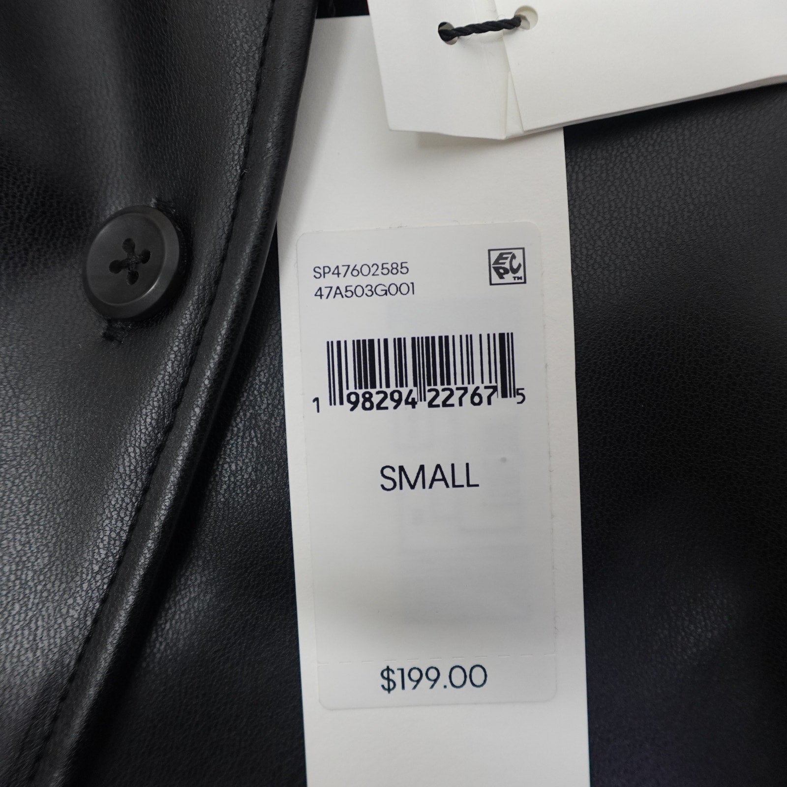 Women's Faux Leather Relaxed Shirt Jacket Black Beauty - Small