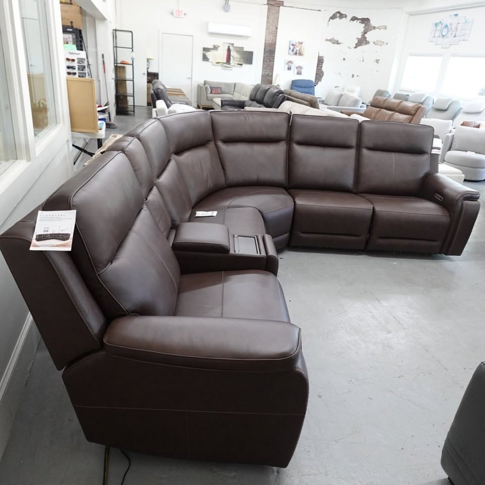 Flexsteel Griffin Italian Leather Zero Gravity Reclining Sectional with Power Headrests