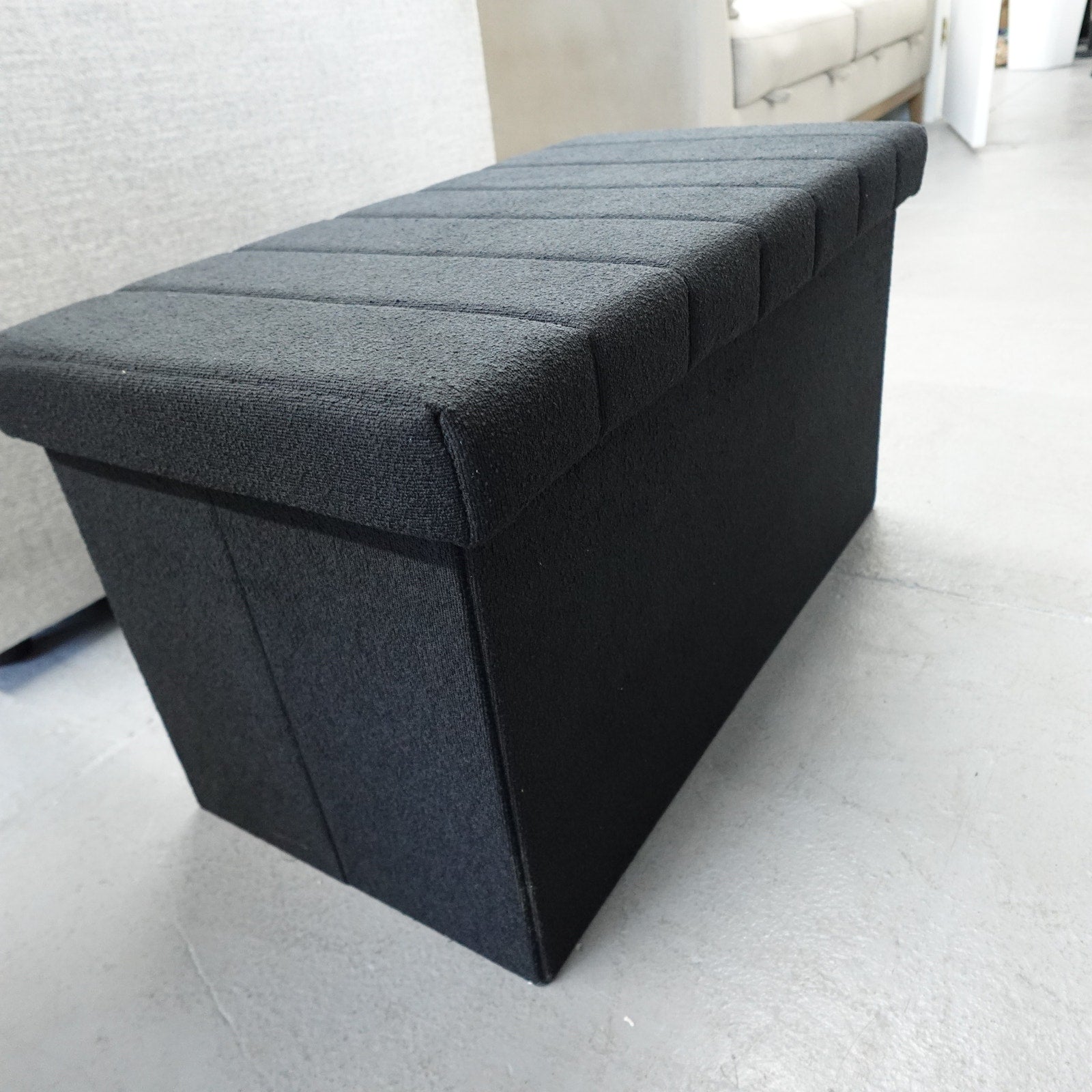 Seville Classics Boucle Foldable Trunk Ottoman - Black