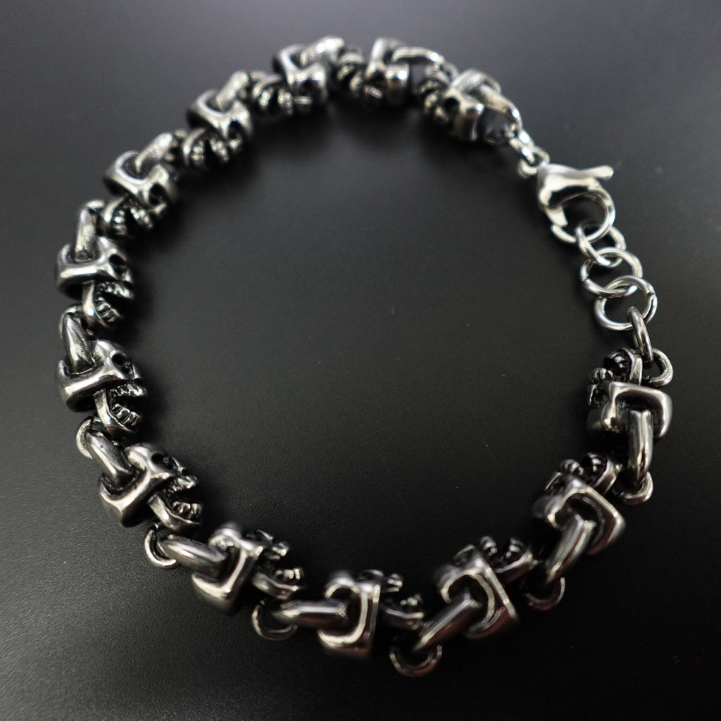 Stainless Steel Skull Bracelet SBR-5305