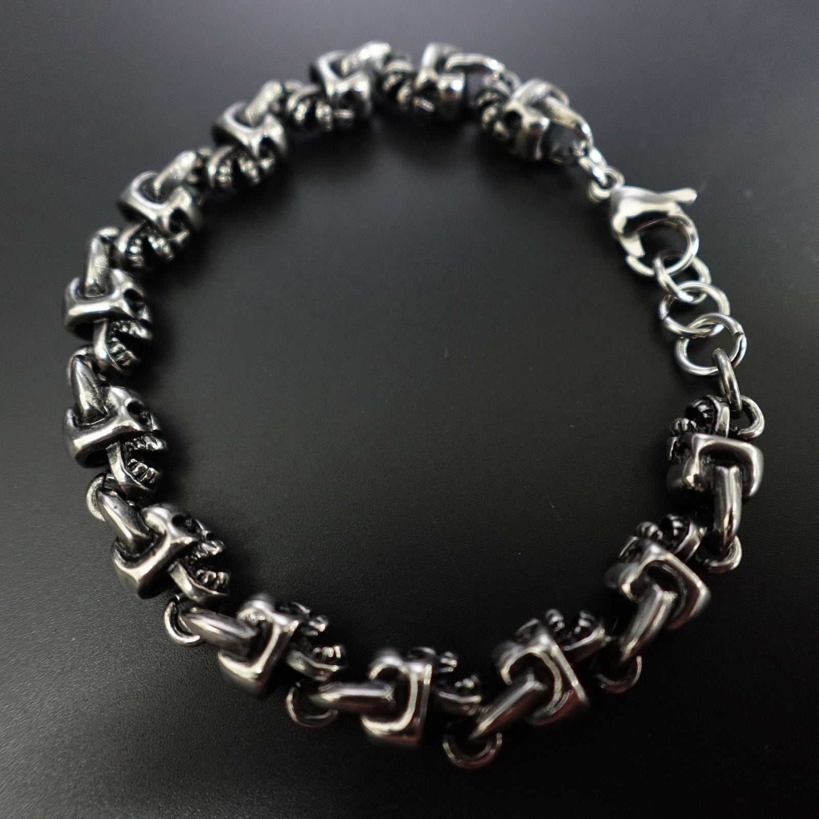 Stainless Steel Skull Bracelet SBR-5305
