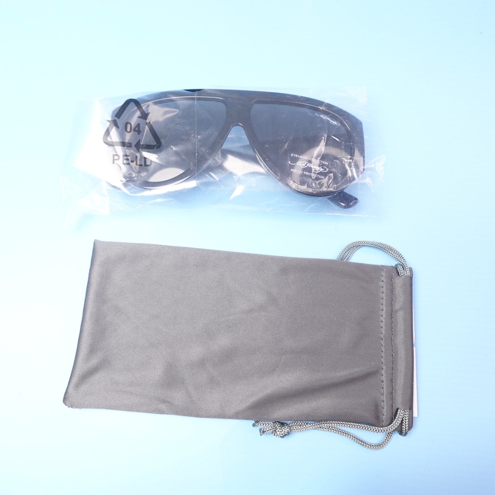 Ed Hardy Los Angeles Skull Sunglasses Black 100% UV Protection Oversized NEW