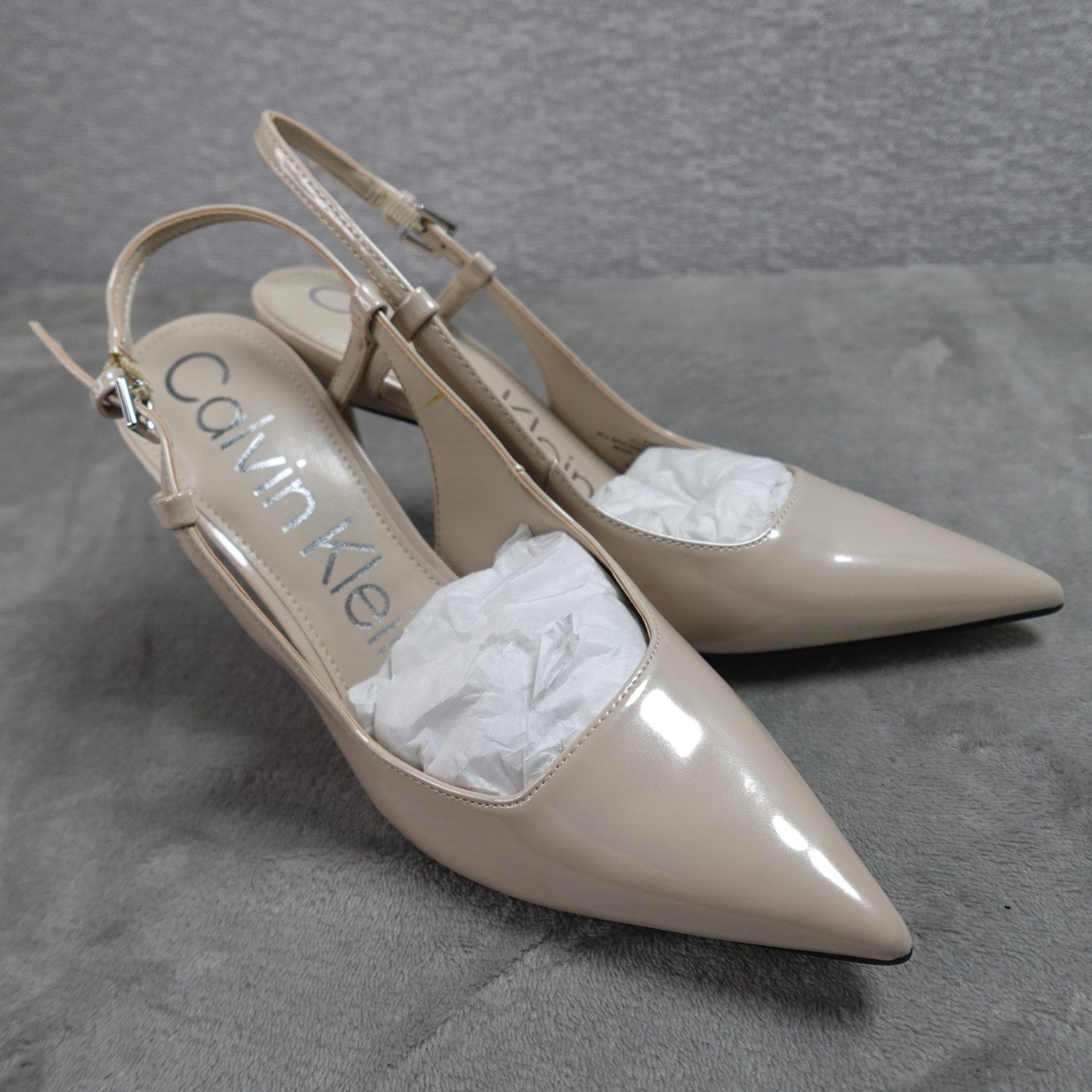 Calvin Klein Amaria Women's Pointed Toe Slingback Pumps Ivory Size 9.5M New