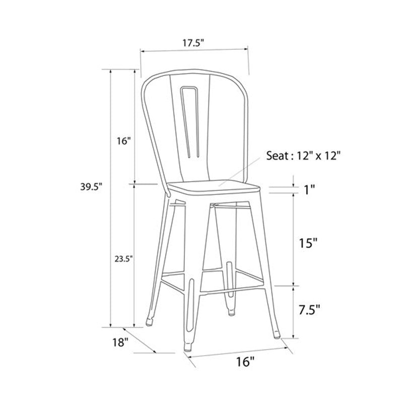 DHP Luxor 24" Metal Counter Stool Wood Seat Antique Bronze S004107 New