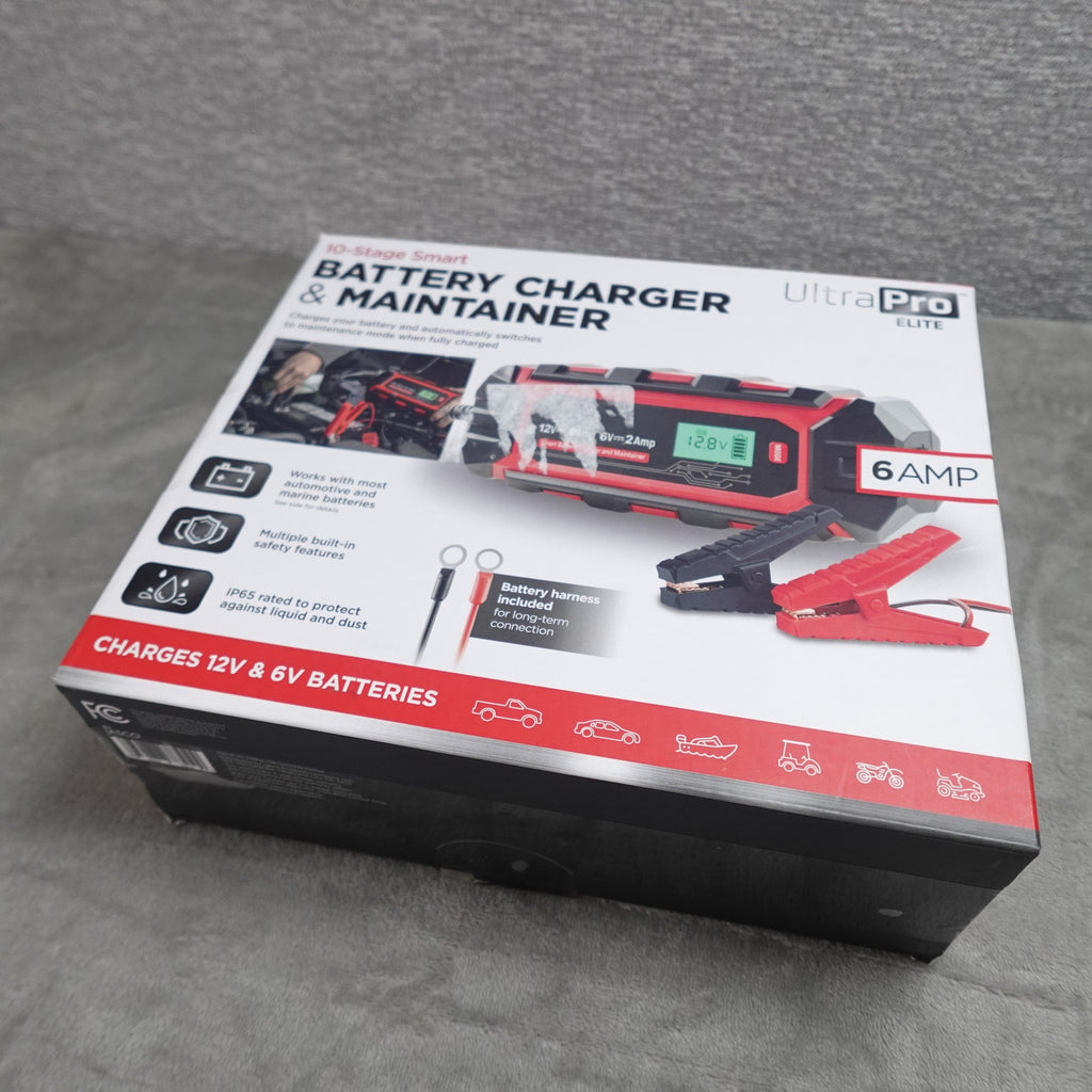 Open Box UltraPro Elite 6A Smart Battery Charger & Maintainer – 6V/12V