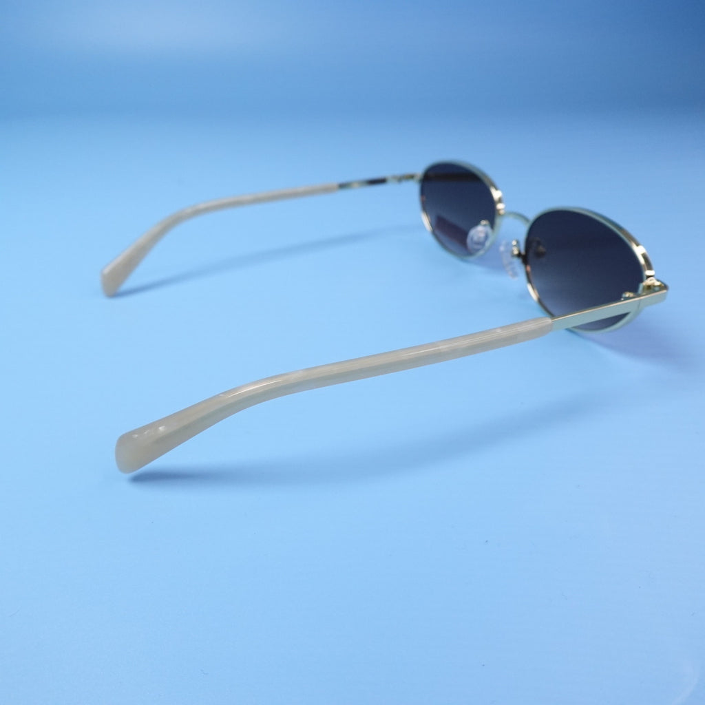 Rebecca Minkoff Sunglasses Evangelyne Gold Frame & Pearl Arms 100% UV Protection
