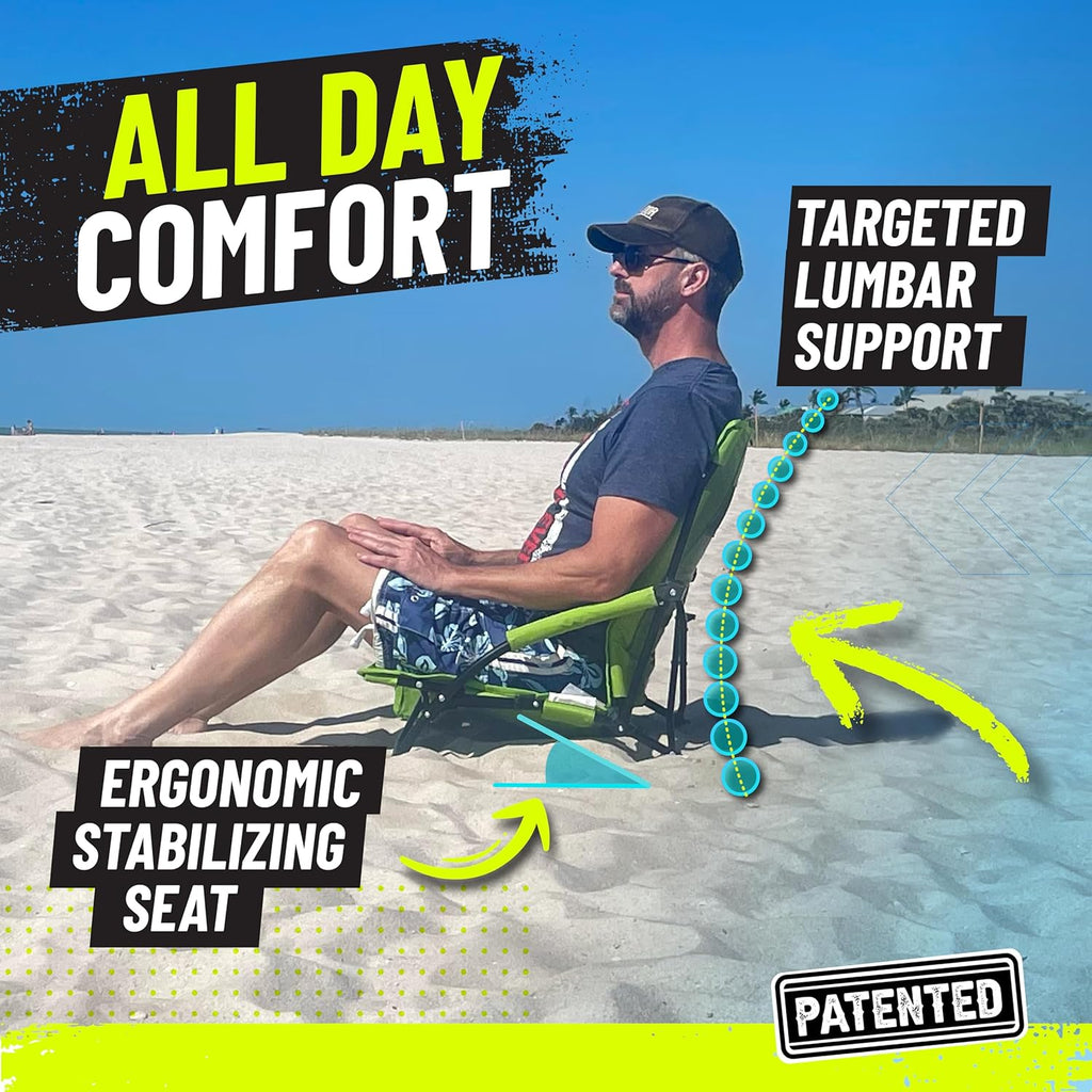 STRONGBACK Low G Beach Chair Ergonomic Lumbar Support Folding Portable 300lb