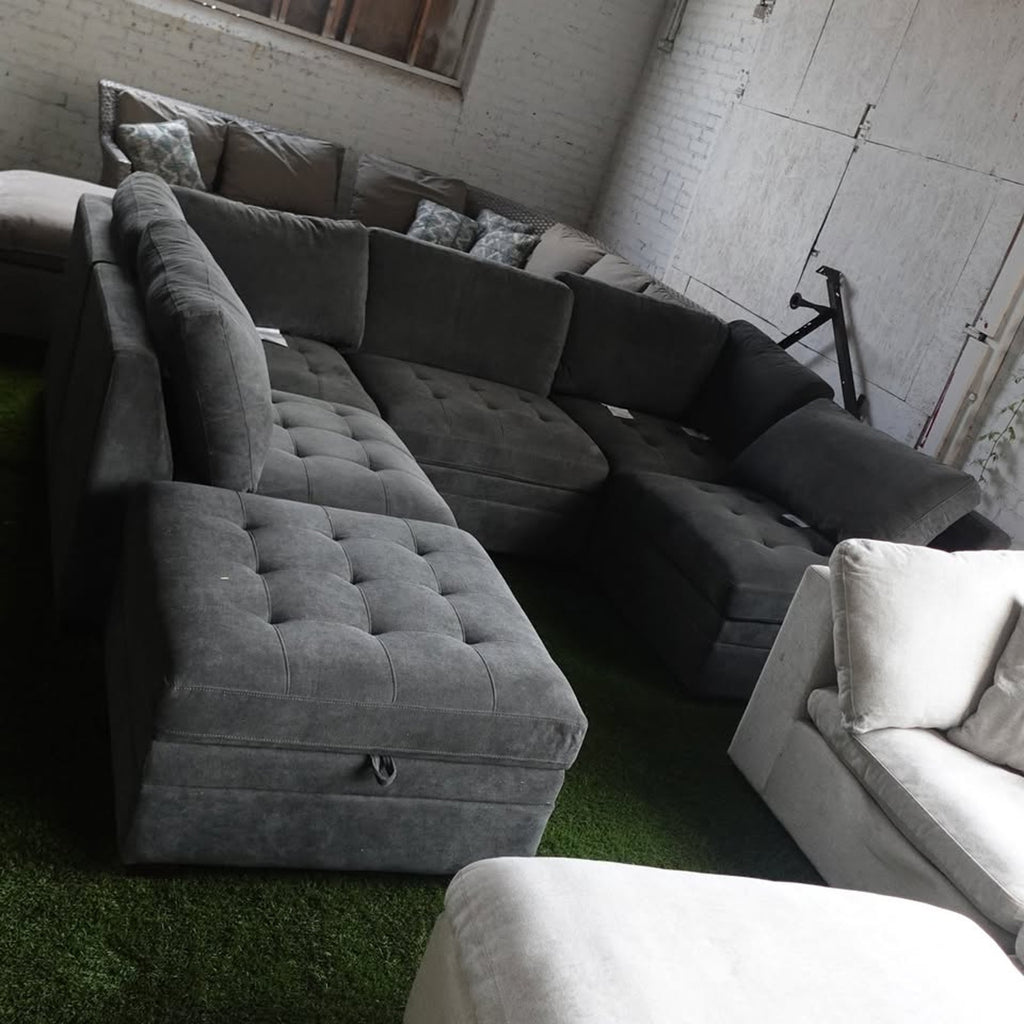 Thomasville Tisdale Modular Sectional 6-piece Dark Gray with Storage Ottoman