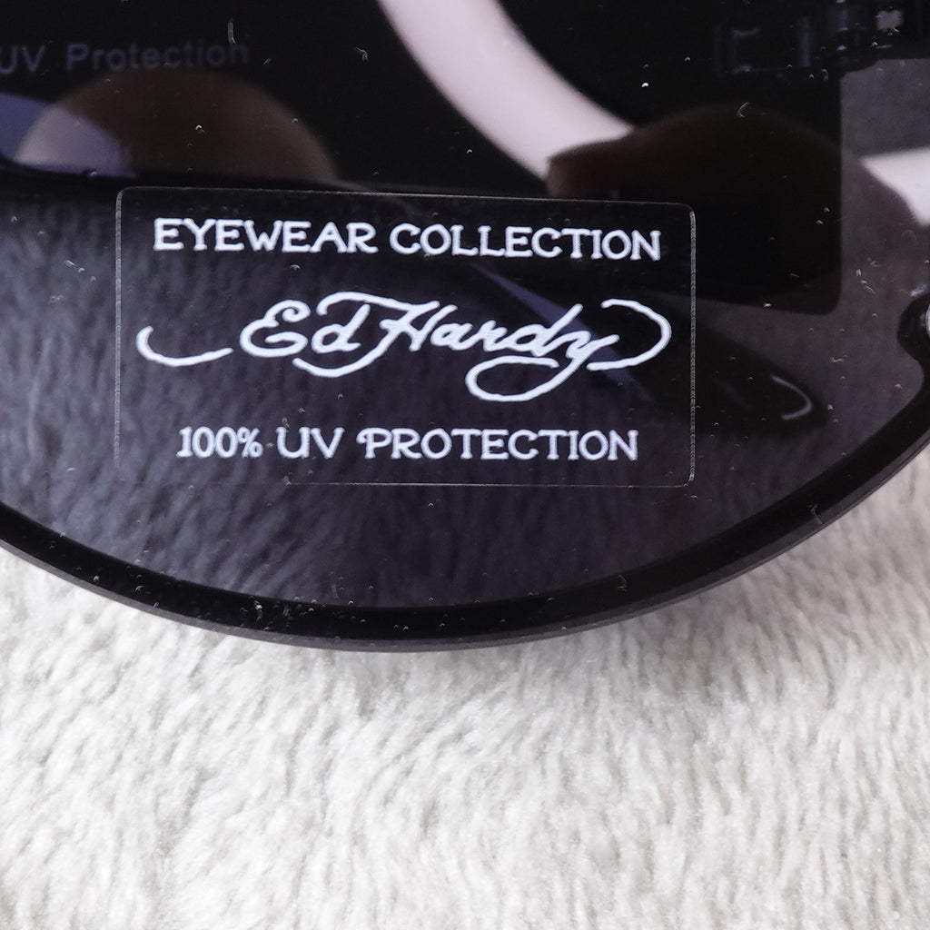Ed Hardy Fatal Attraction Shield Sunglasses Skull Crossbones Y2K UV400 NEW
