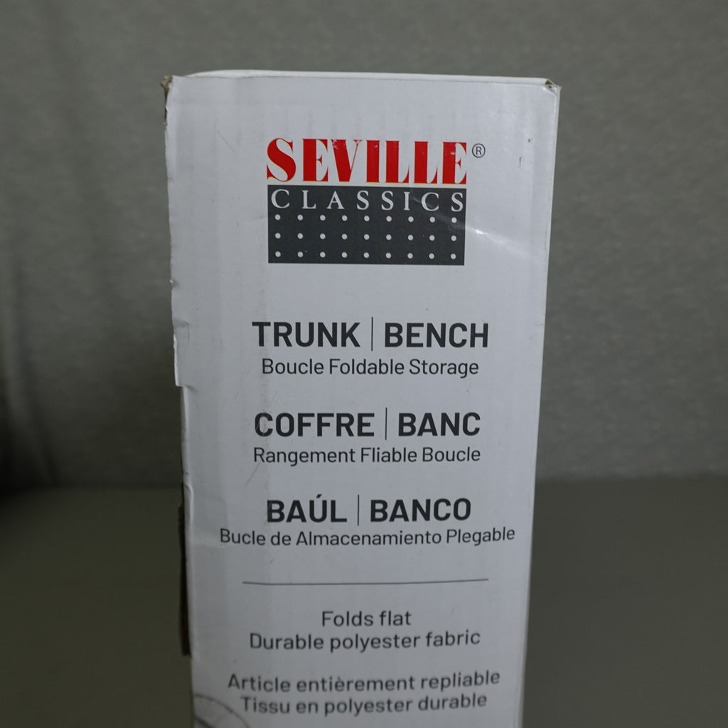 Seville Classics Boucle Foldable Trunk Ottoman - White