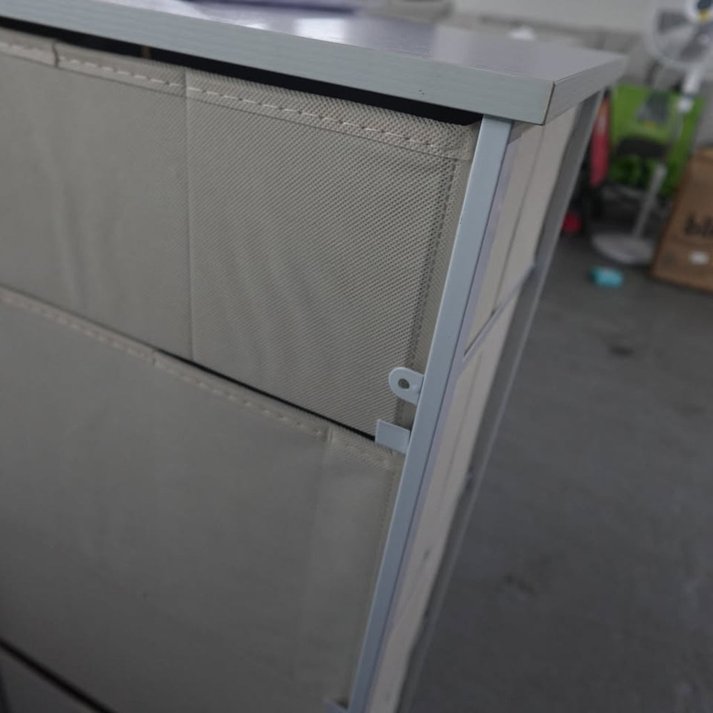 8-Drawer Organizer Cream/White Wood Top Steel Frame