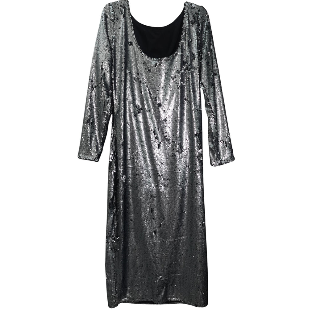 Calvin Klein Sequin Midi Dress Silver- XL