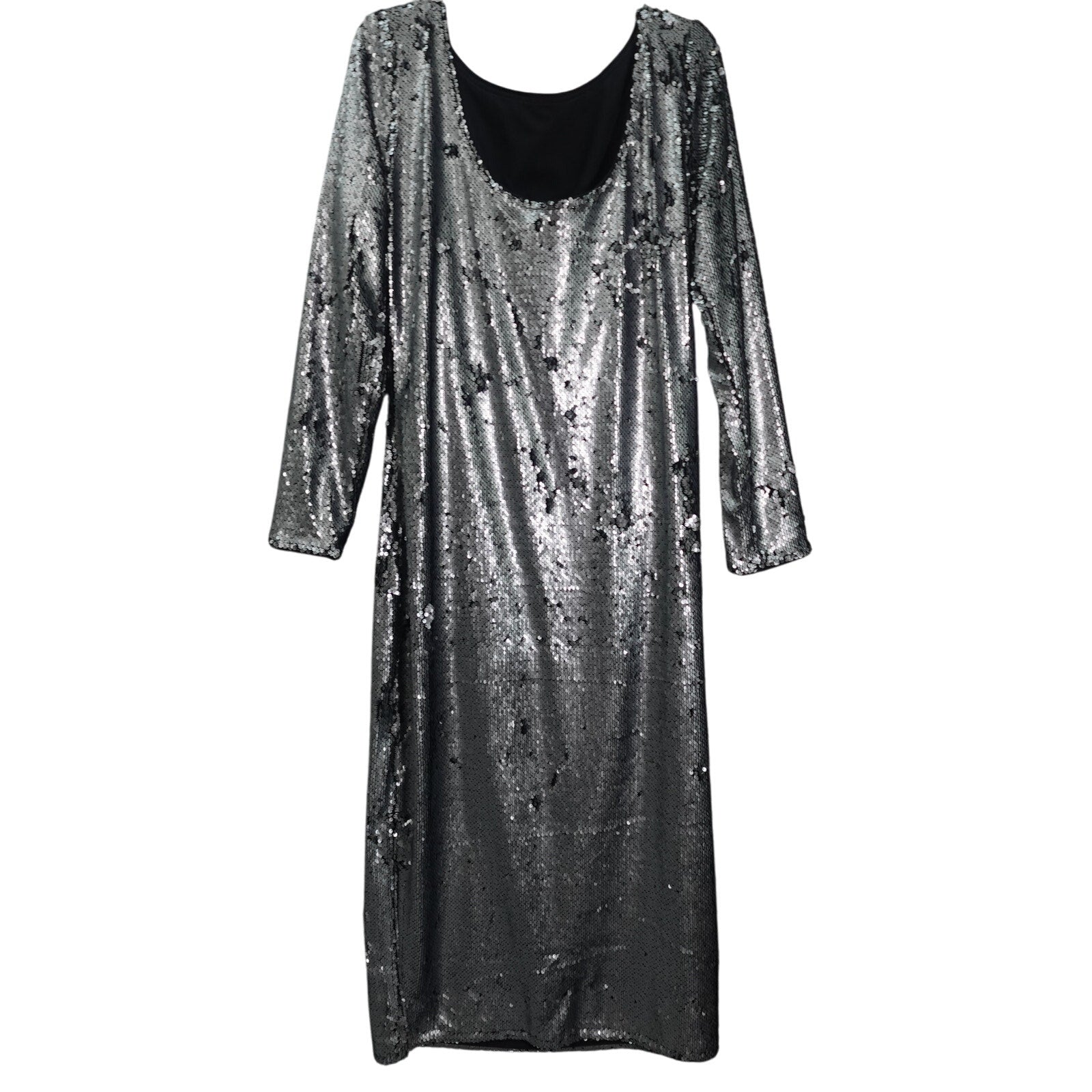 Calvin Klein Sequin Midi Dress Silver- L