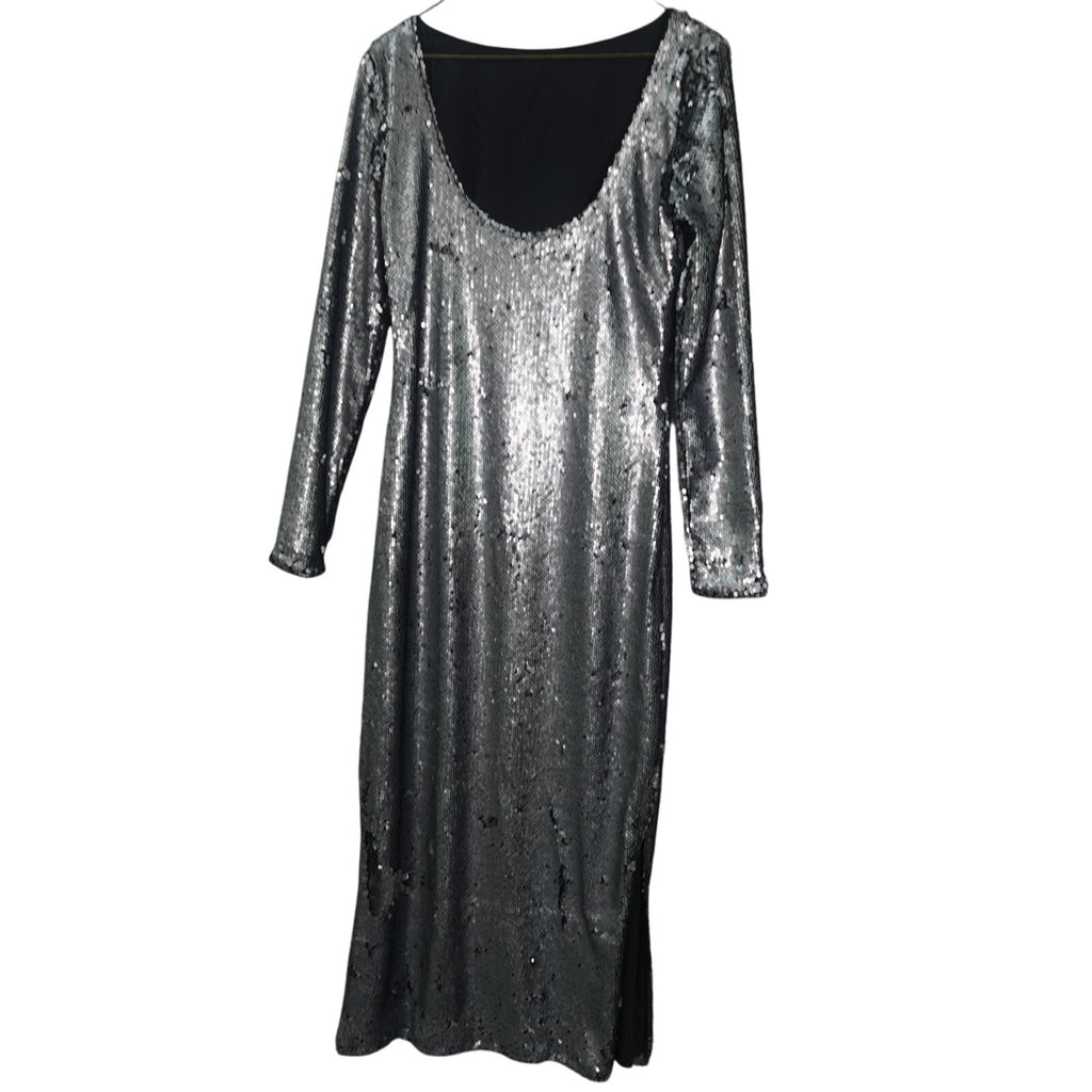 Calvin Klein Sequin Midi Dress Silver- Small