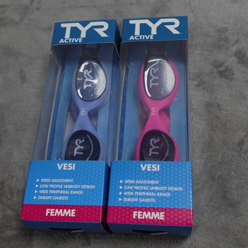 TYR Active Vesi Femme Adult Swimming Goggles Set of 4 Blue Pink New