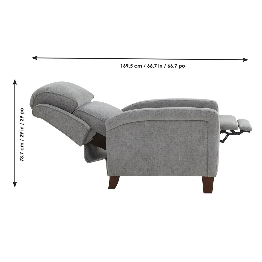 Synergy Home Wessen Pushback Recliner Chair Gray Fabric Accent Recliner New