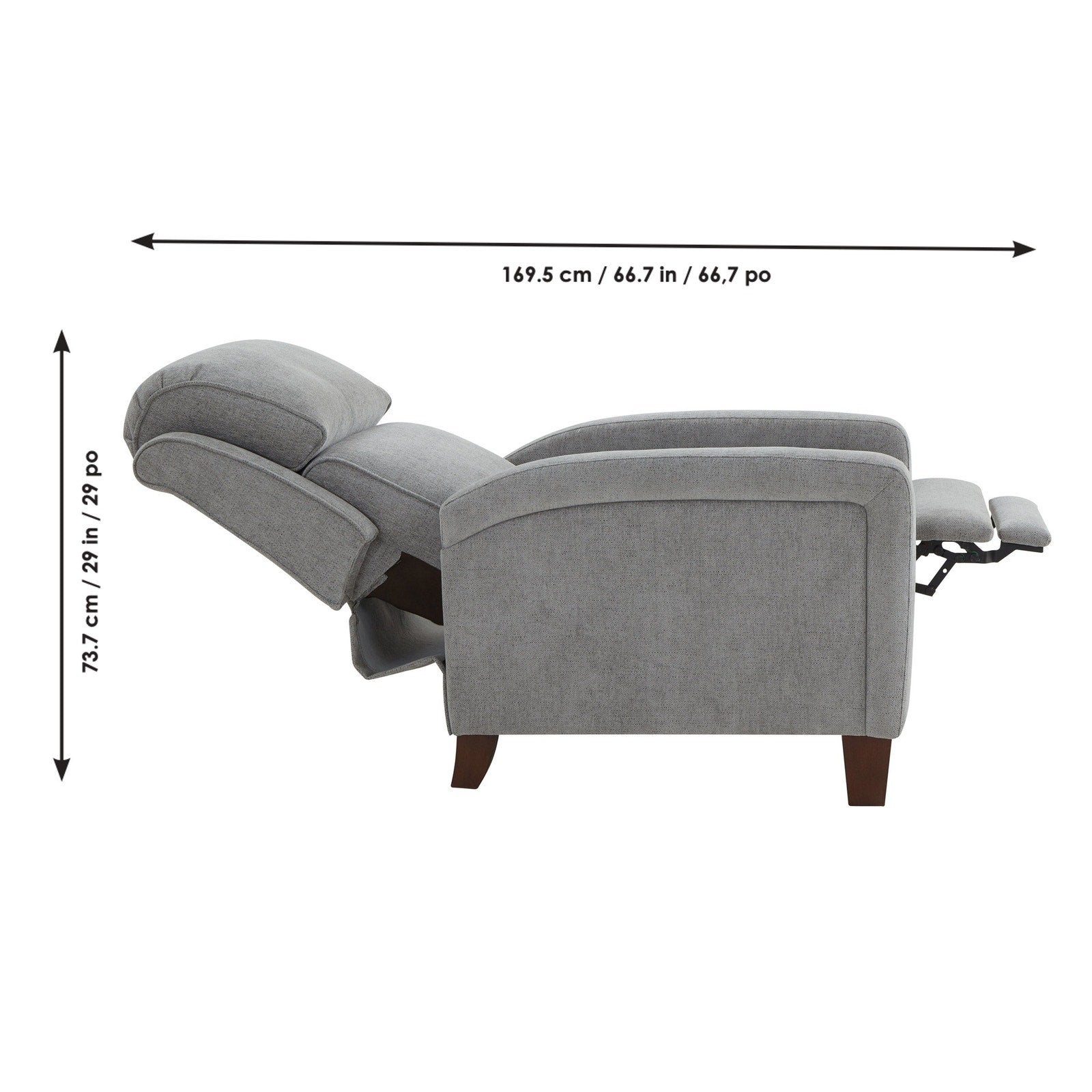 Synergy Home Wessen Pushback Recliner Chair Gray Fabric Accent Recliner New
