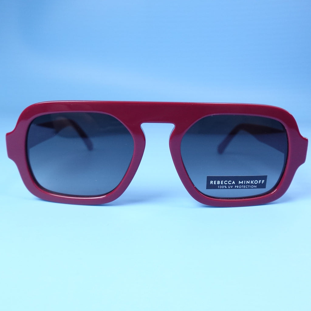 Rebecca Minkoff Rhiannon Cranberry Red Square Sunglasses 100% UV Protection