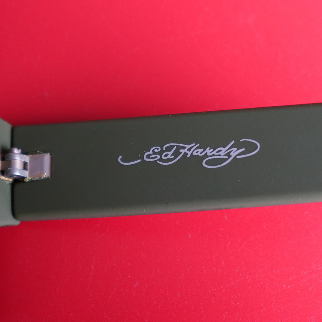 Ed Hardy Camouflage Green Square Frame Sunglasses Black 100% UV Protection